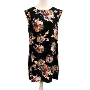 Nicole Miller New York Floral Sleeveless Mini Shift Dress Black Size 6